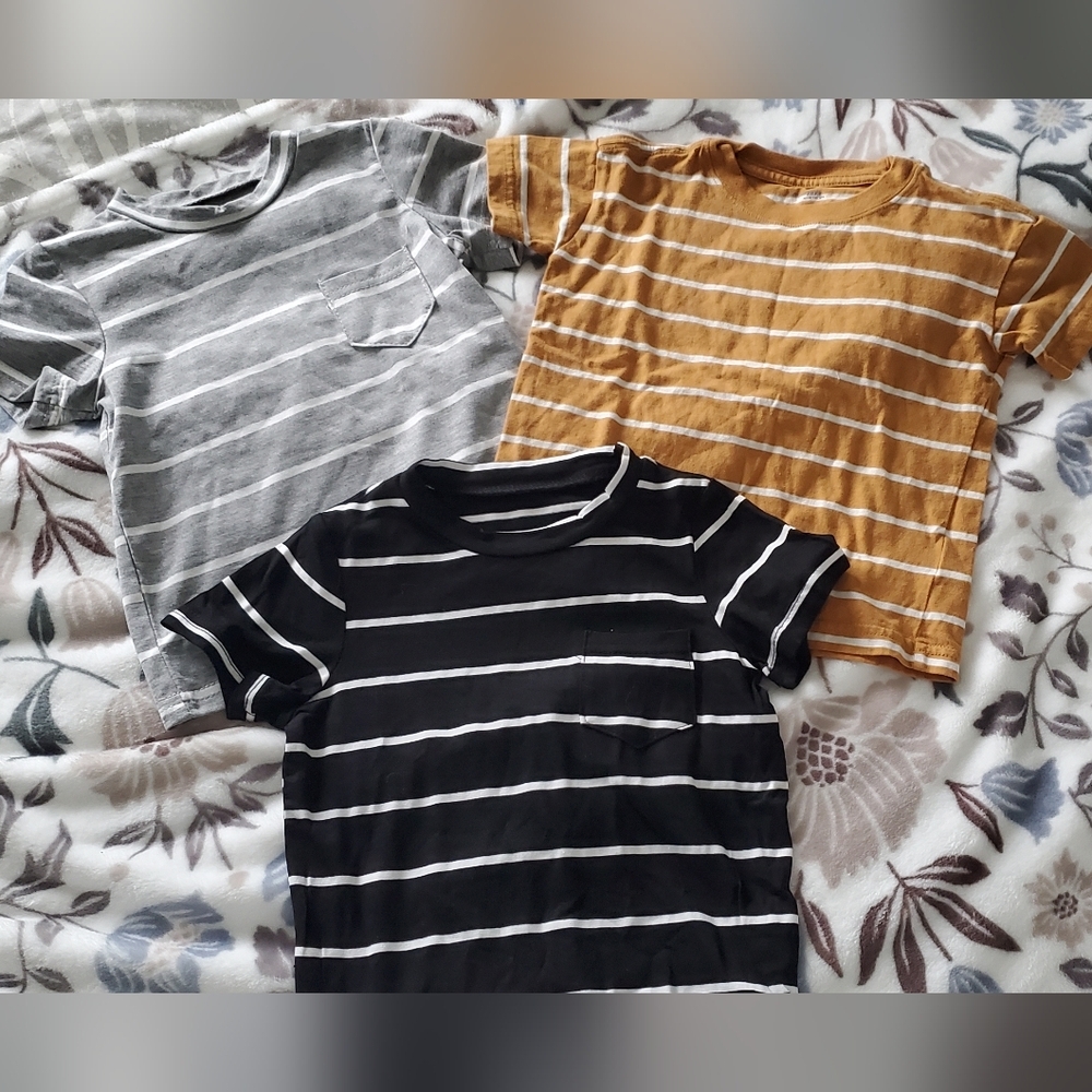 Striped T-Shirts Set in Black, Gray, and Mustard - Picture 1 of 1